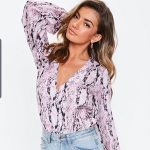 Missguided Snake Button Front Bodysuit